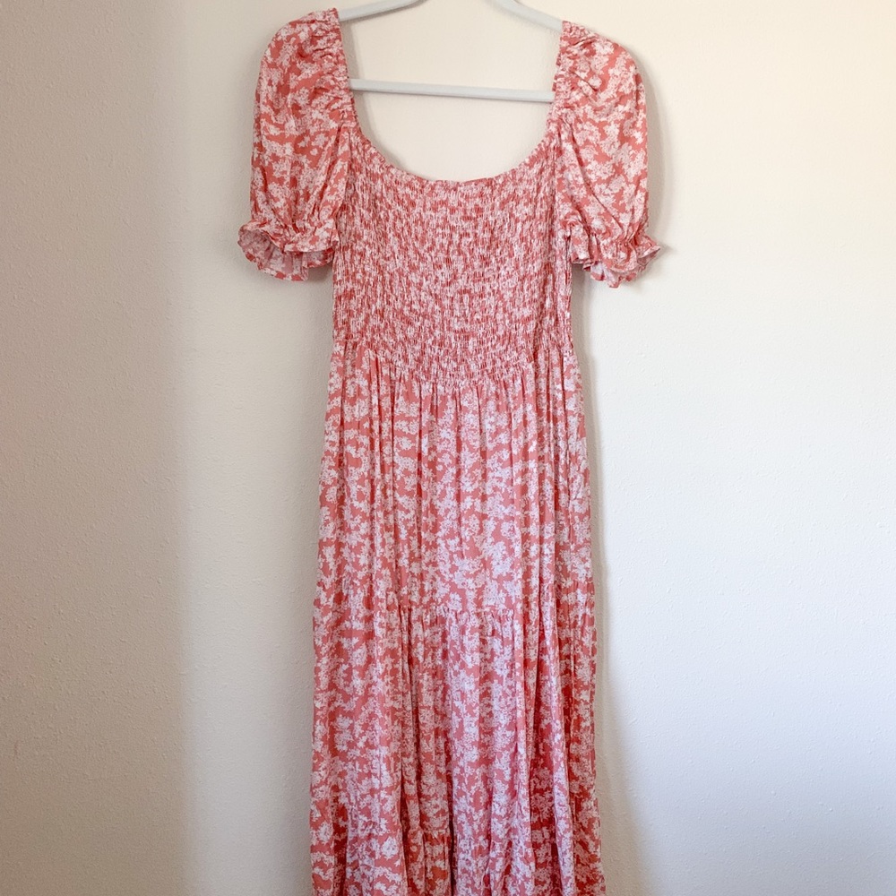 BRAND NEW! Esther and Co white and pink floral midi dress.
